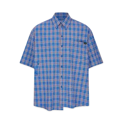MARTINE ROSE S/S Wrap Shirt "Blue Check"