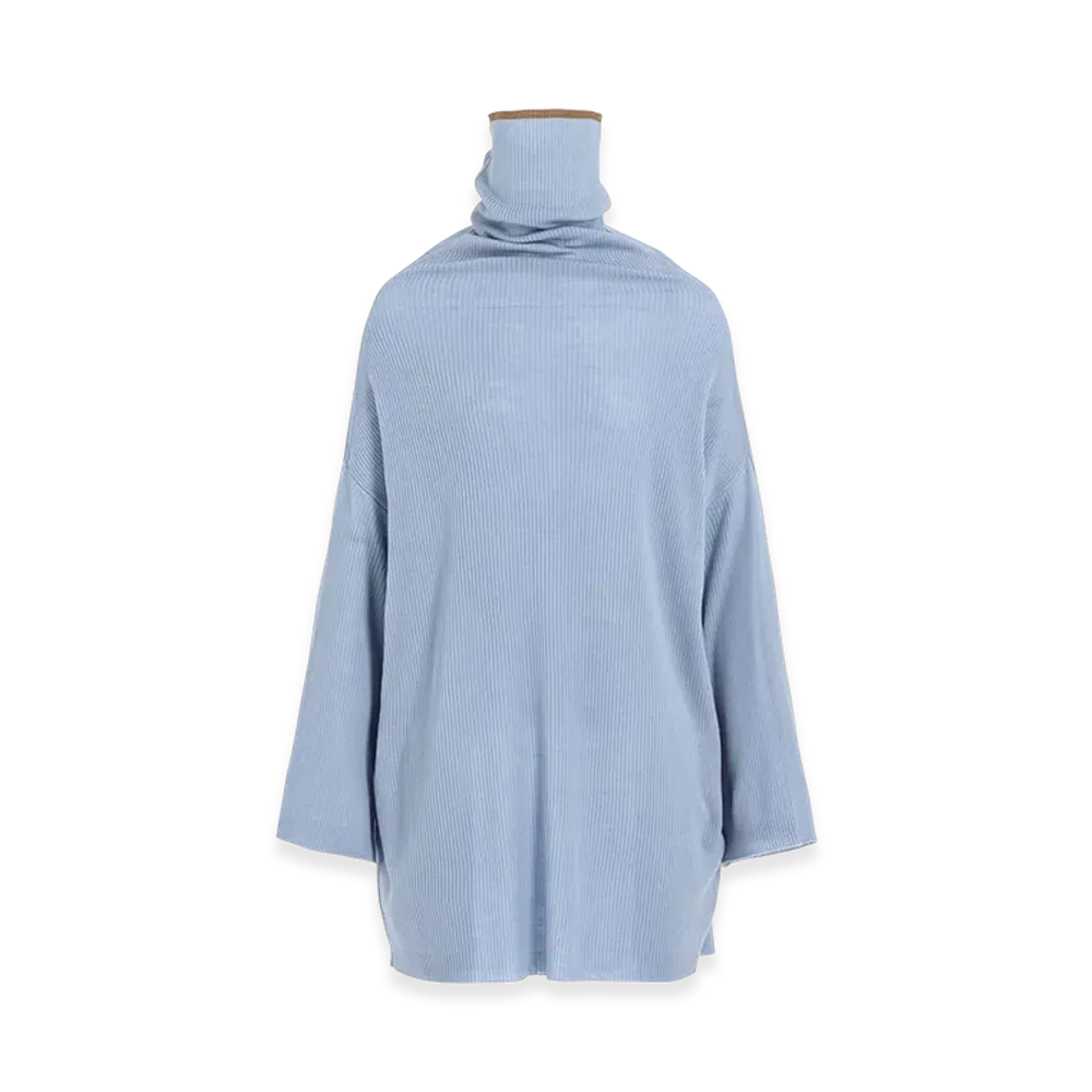 Y's x John Smedley Bottleneck Ribbed Knit "Light Blue"
