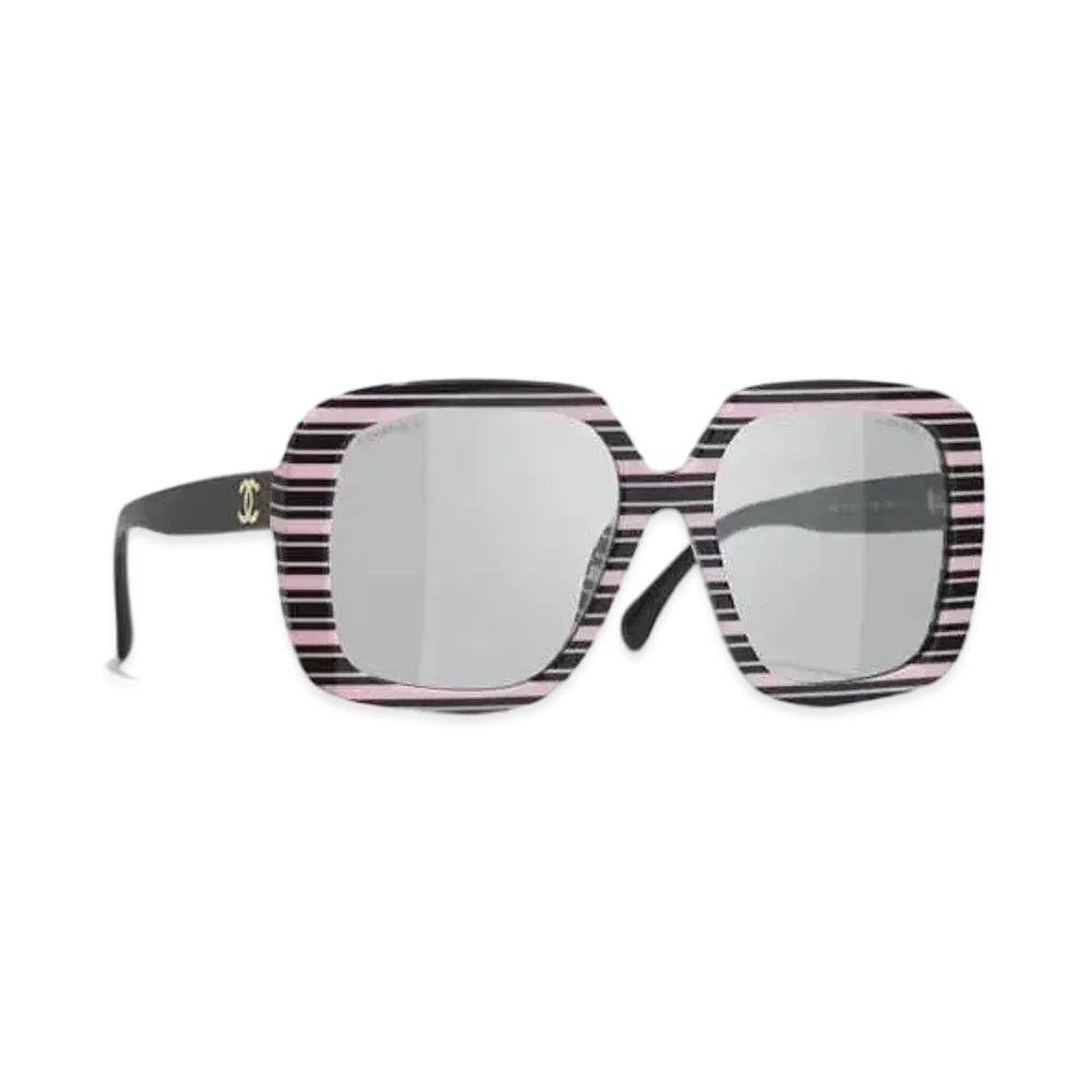 CHANEL Square Sunglasses "Black/Pink"