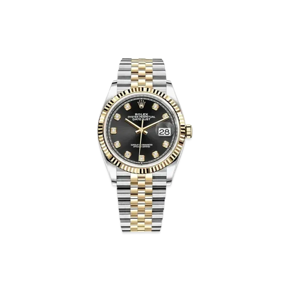 ROLEX Datejust 36 Black Dial 10P Diamonds 126233G