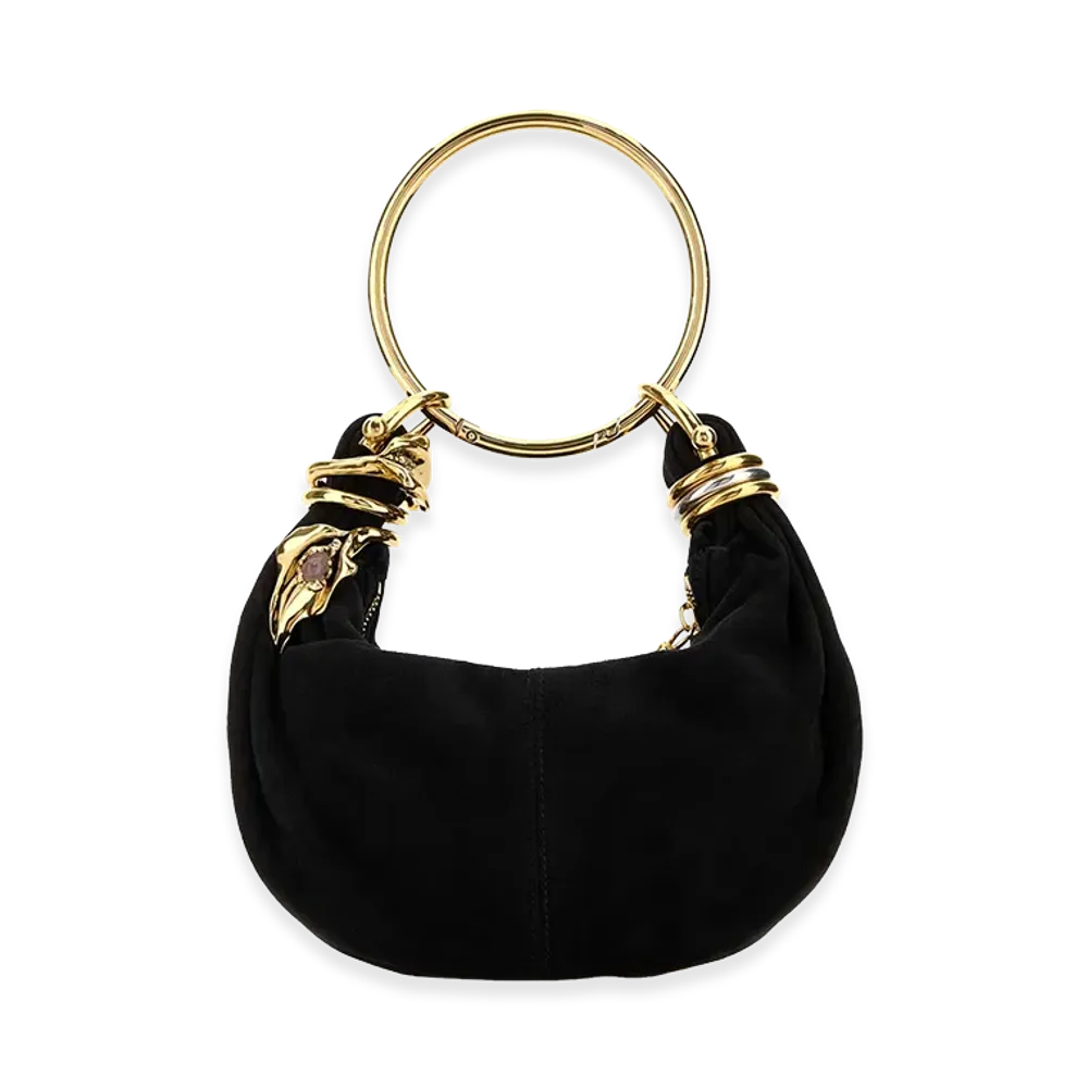 Chloe Women's Suede Mini Bracelet Handbag "Black"