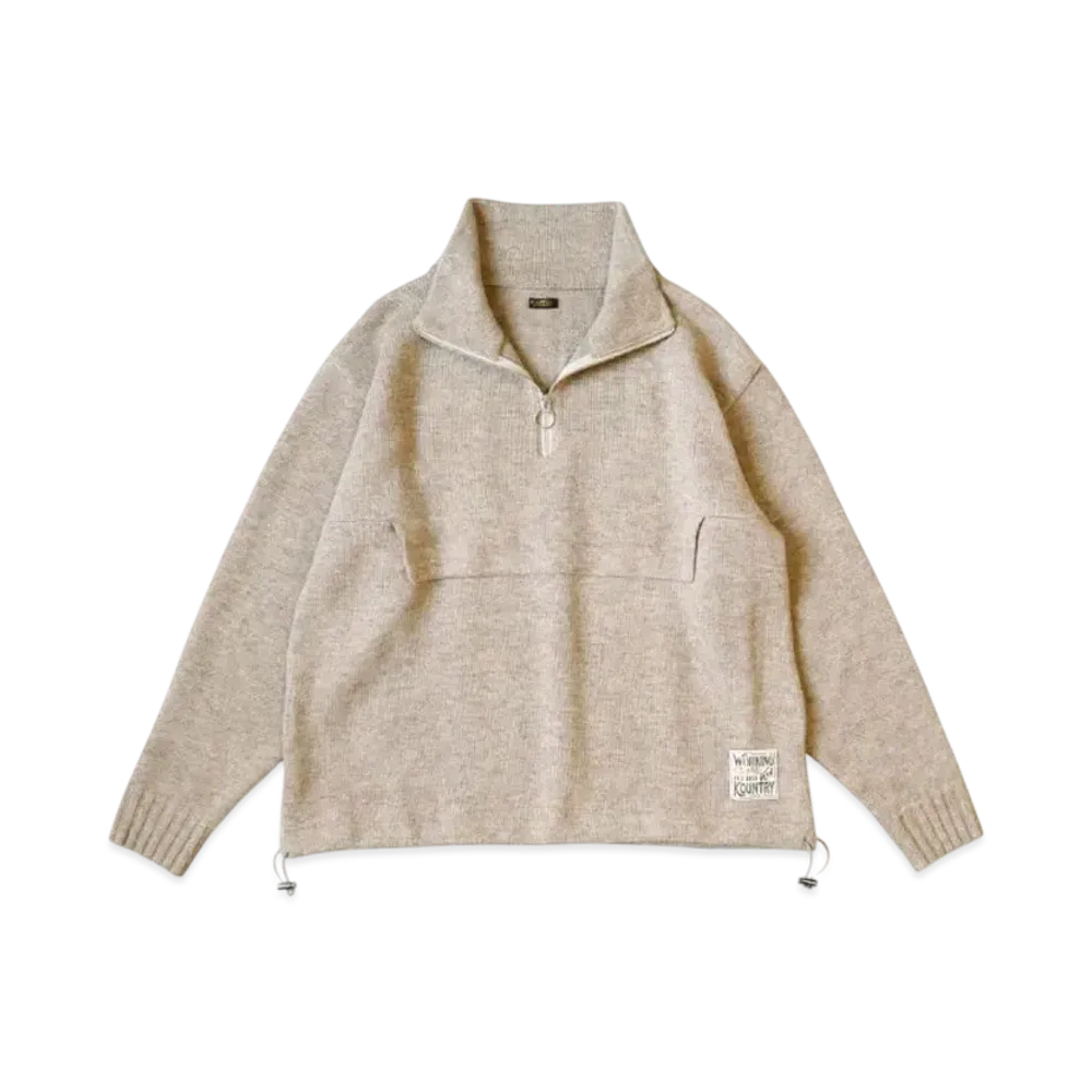 KAPITAL 5G Shetland Wool Half Zip Anorak "Beige"