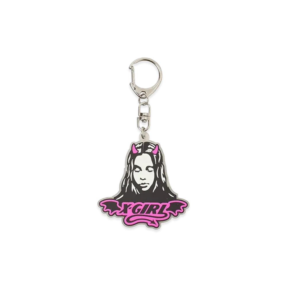 X-Girl Women's Devil Face Rubber Key Charm "Pink"