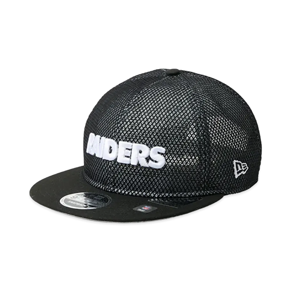 NEW ERA Powered by GORO NAKATSUGAWA (MIN-NANO) RC 9Fifty Flat Visor Las Vegas Raiders Double Mesh "Black Mesh/Black"
