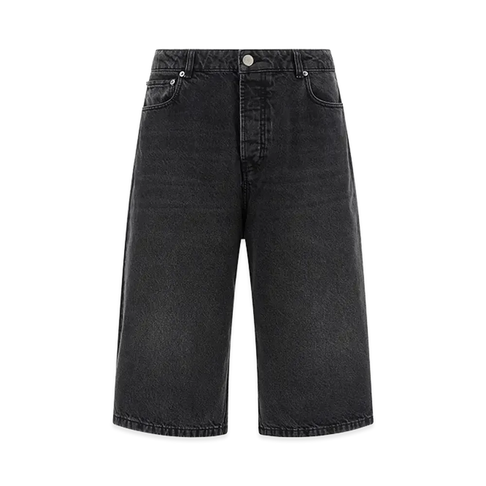 AMI PARIS Large Fit Bermuda Shorts Used Denim "Black"