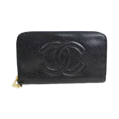 CHANEL Zip Long Wallet "Black"