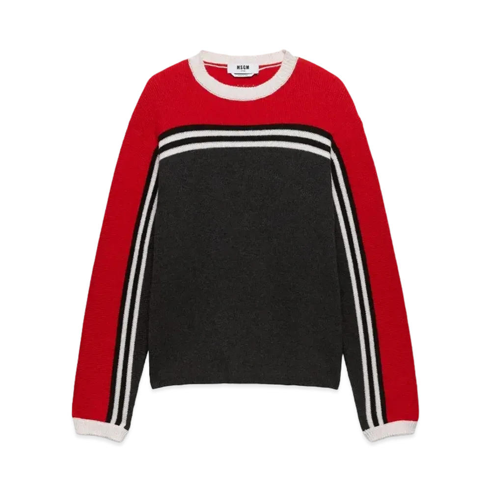 MSGM Blended Wool Sweater With Jacquard Motif "Red"