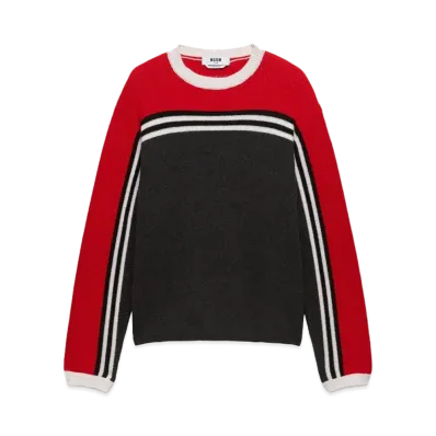 MSGM Blended Wool Sweater With Jacquard Motif "Red"