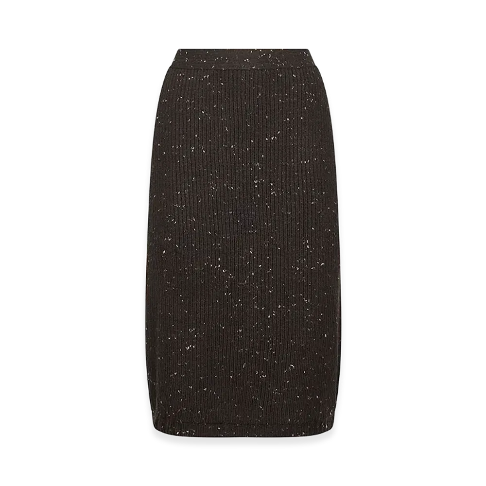 Bottega Veneta Women's Melange Wool Blend Skirt "Dark Brown"