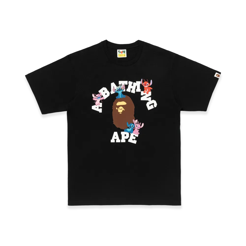 A BATHING APE x Disney Stitch And Friends College Tee "Black"