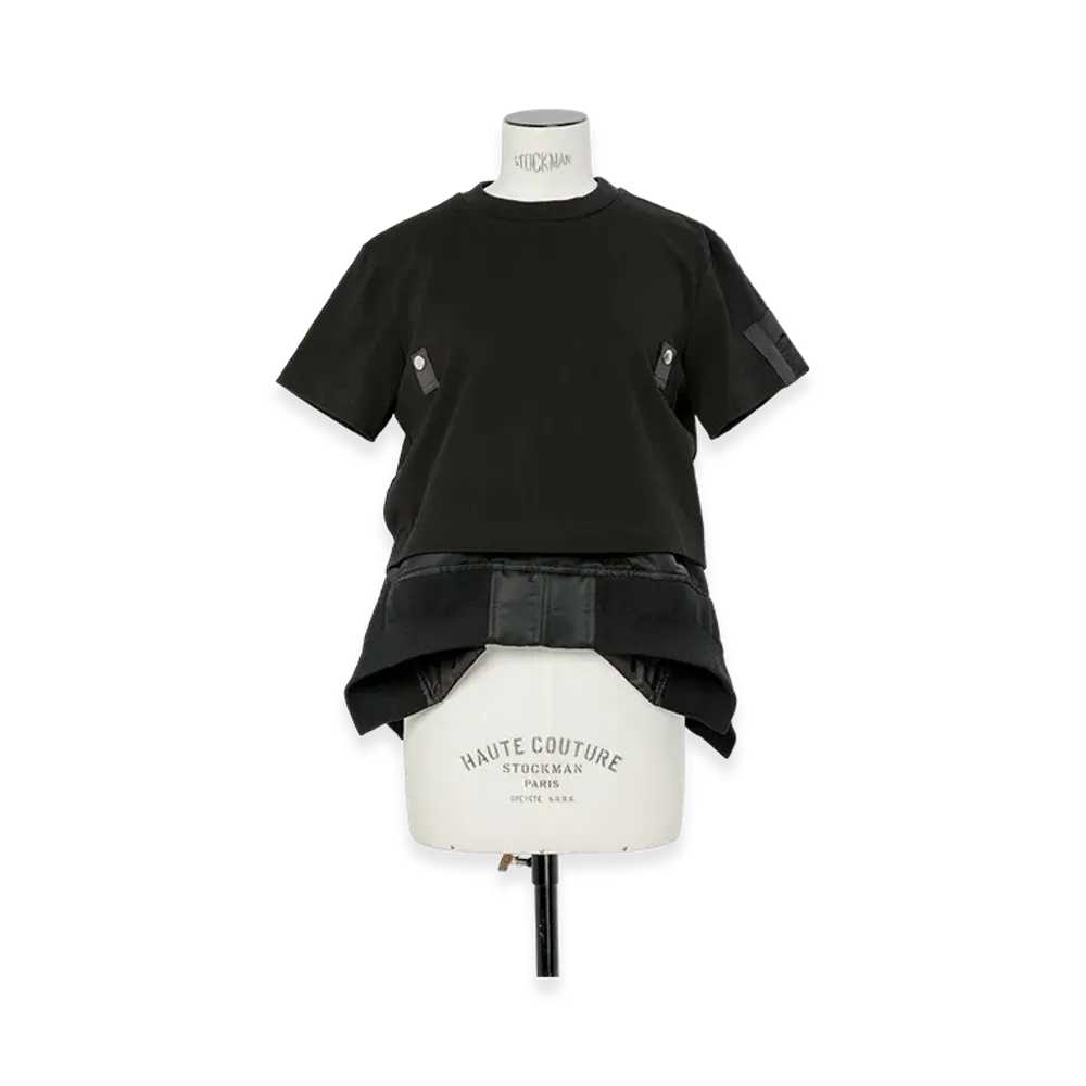 sacai Cotton Jersey x Nylon Twill T-Shirt "Black/Black"