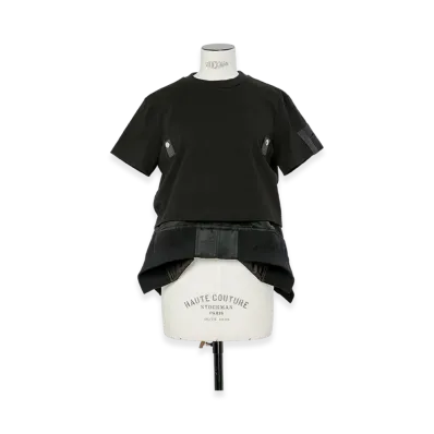 sacai Cotton Jersey x Nylon Twill T-Shirt "Black/Black"