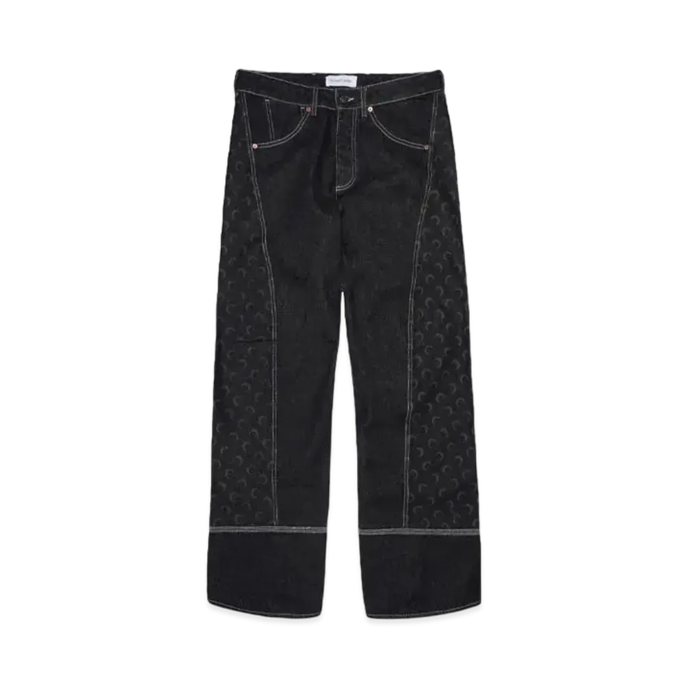 Marine serre MOON LASER DENIM CURVED JEANS "BLACK"