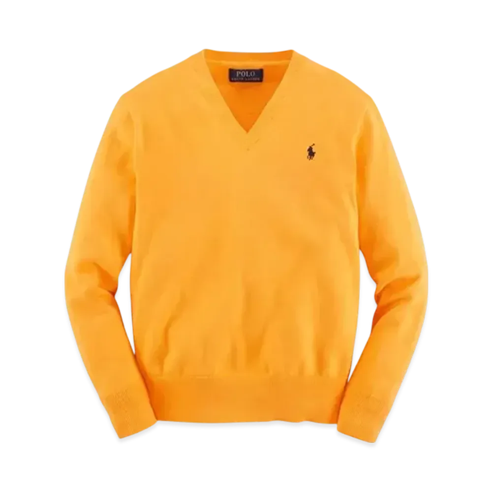 Polo Ralph Lauren Kids Cotton V-Neck Sweater "Orange"