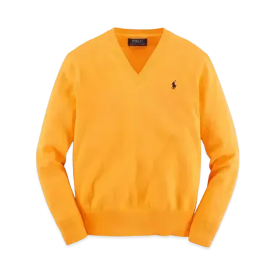 Polo Ralph Lauren Kids Cotton V-Neck Sweater "Orange"