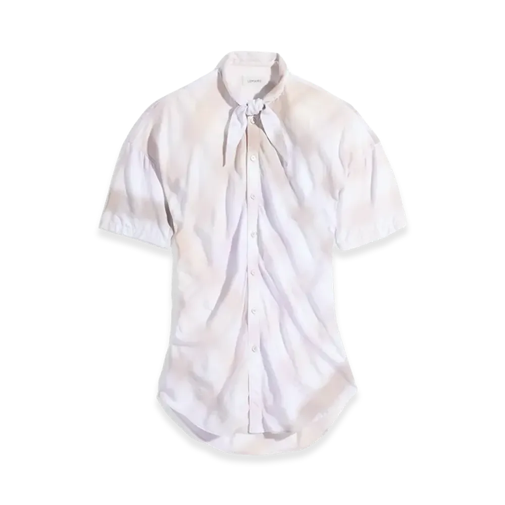 LEMAIRE Women's Viscose Cotton Short Sleeve Scarf Shirt "Vanilla Jasmine"