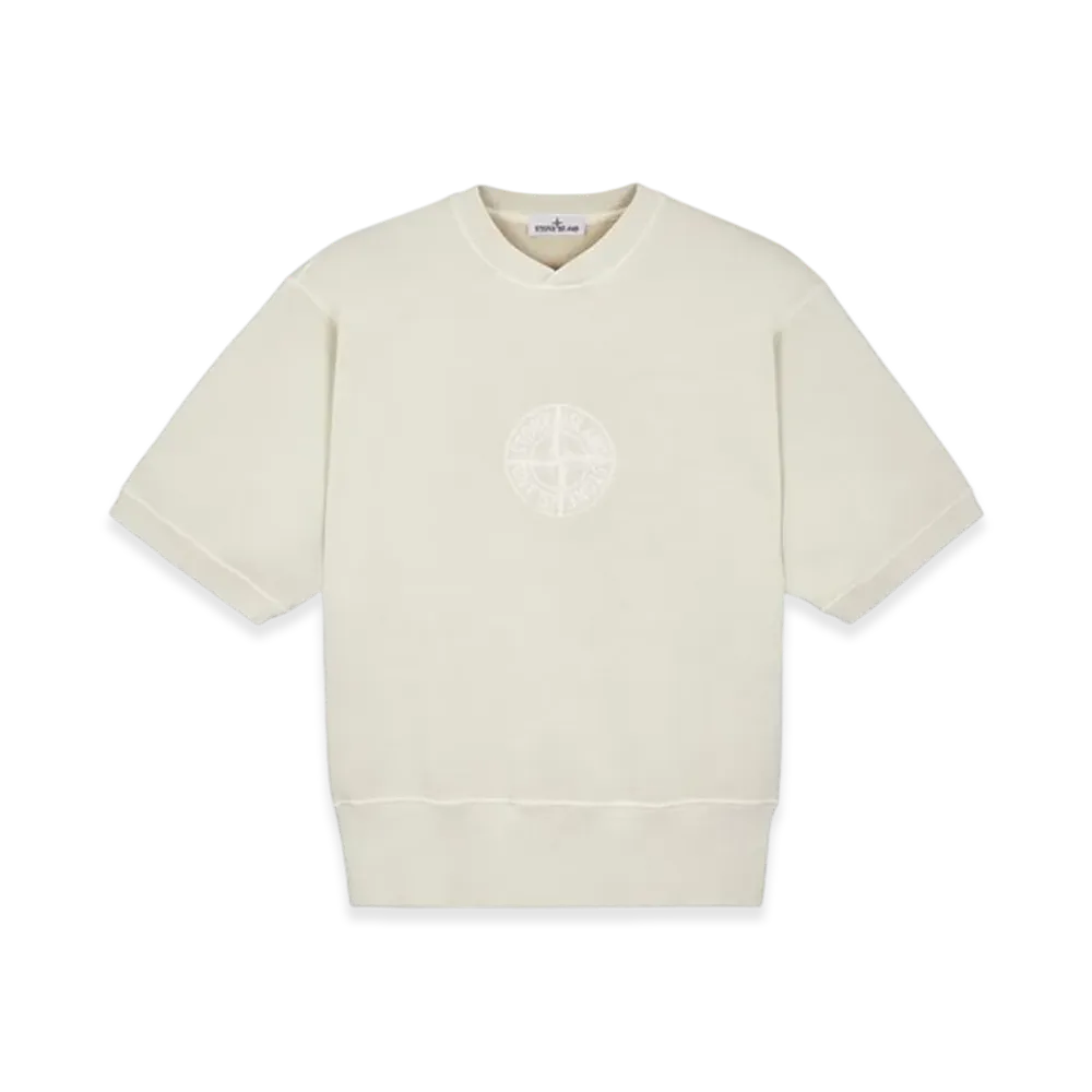 Stone Island 66155 Heavy Textured Fleece Garment Dyed Old Treatment Short Sleeve Crewneck Sweatshirt - 23FW "Stucco"