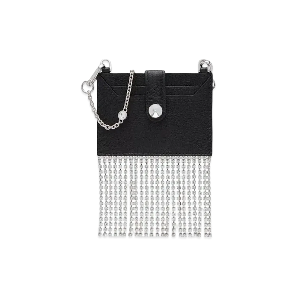 MIU MIU Shoulder Strap With Leather Card Holder "Black"