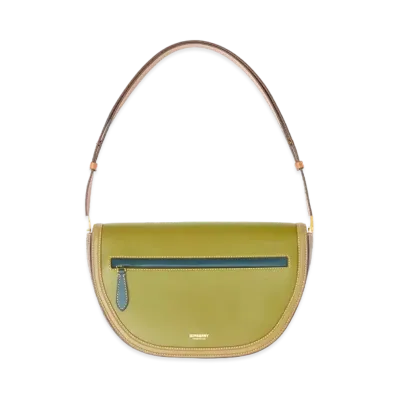 Burberry Medium Colour Block Leather Olympia Bag "Juniper Green"