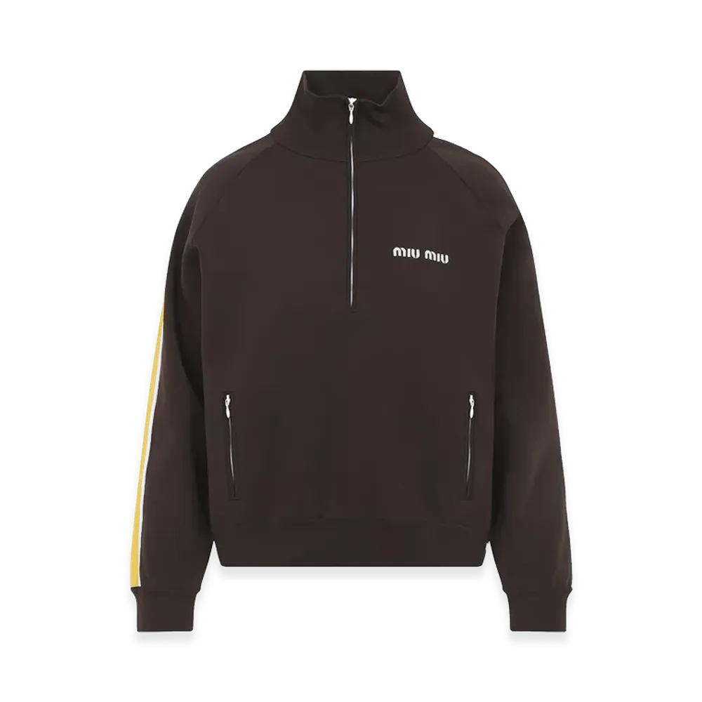 MIU MIU Women's Tech Fabric Sweatshirt "Brown/Chocolate"