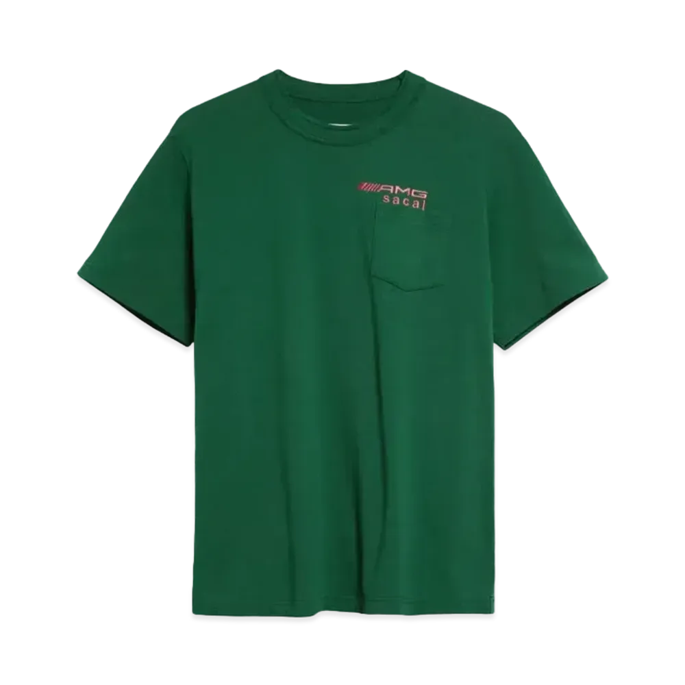 sacai x Mercedes AMG Logo Embroideed Cotton Pocket T-Shirt "Green"