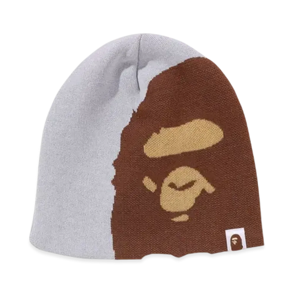 A BATHING APE Ape Head Knit Cap "Gray"