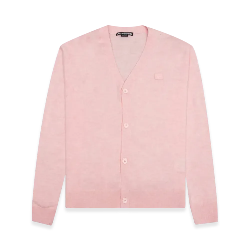 Acne Studios Keve Face V-Neck Cardigan "Faded Pink Melange"
