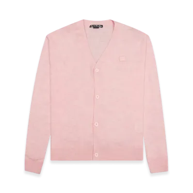 Acne Studios Keve Face V-Neck Cardigan "Faded Pink Melange"
