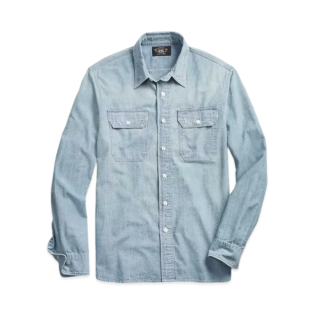 RRL Ralph Lauren Indigo Chambray Work Shirt "Blue"