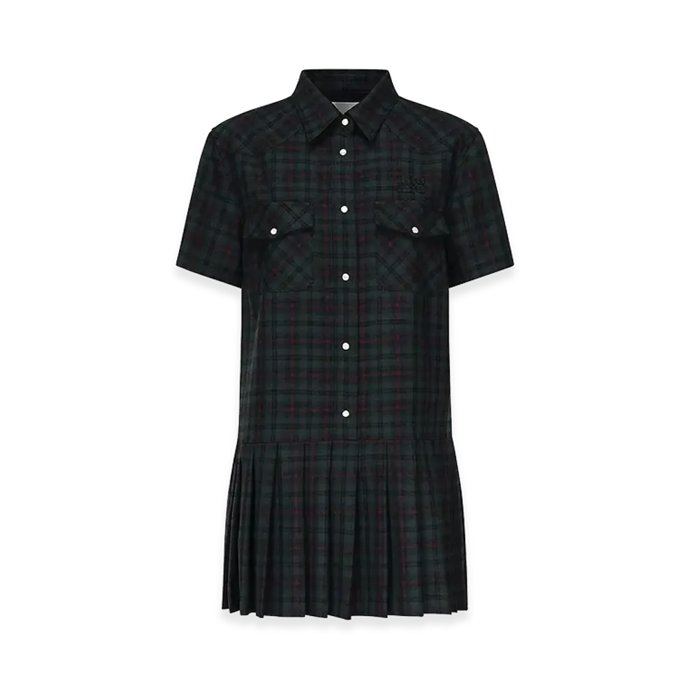 MIU MIU Women's Embroidered Wool Mini Dress "Green"