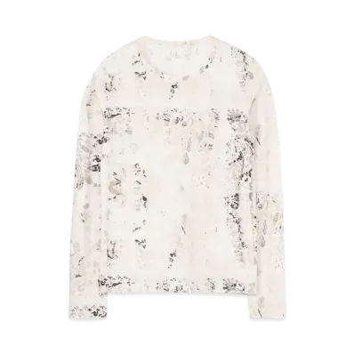 Yohji Yamamoto Y's TWISTED YARN JACQUARD PATTERN ROUND NECK LONG SLEEVE "White"
