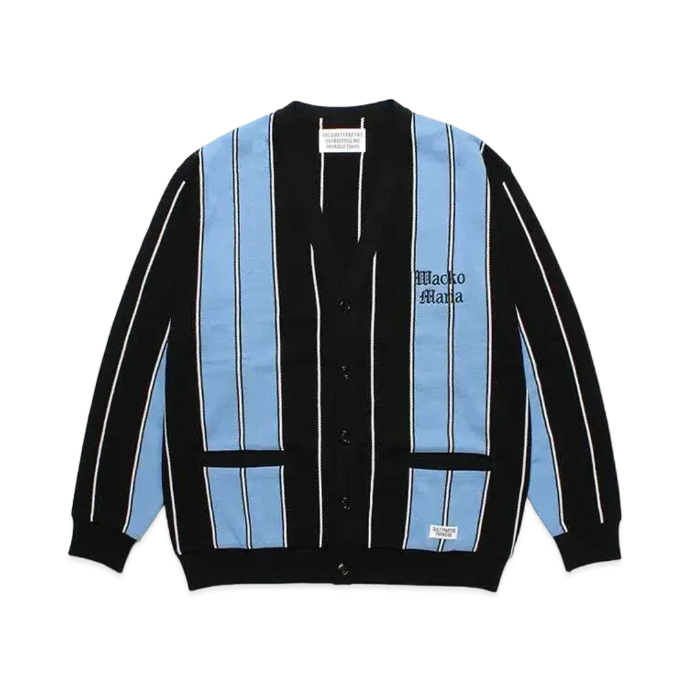 WACKO MARIA Striped Knit Jacquard Cardigan "Blue"