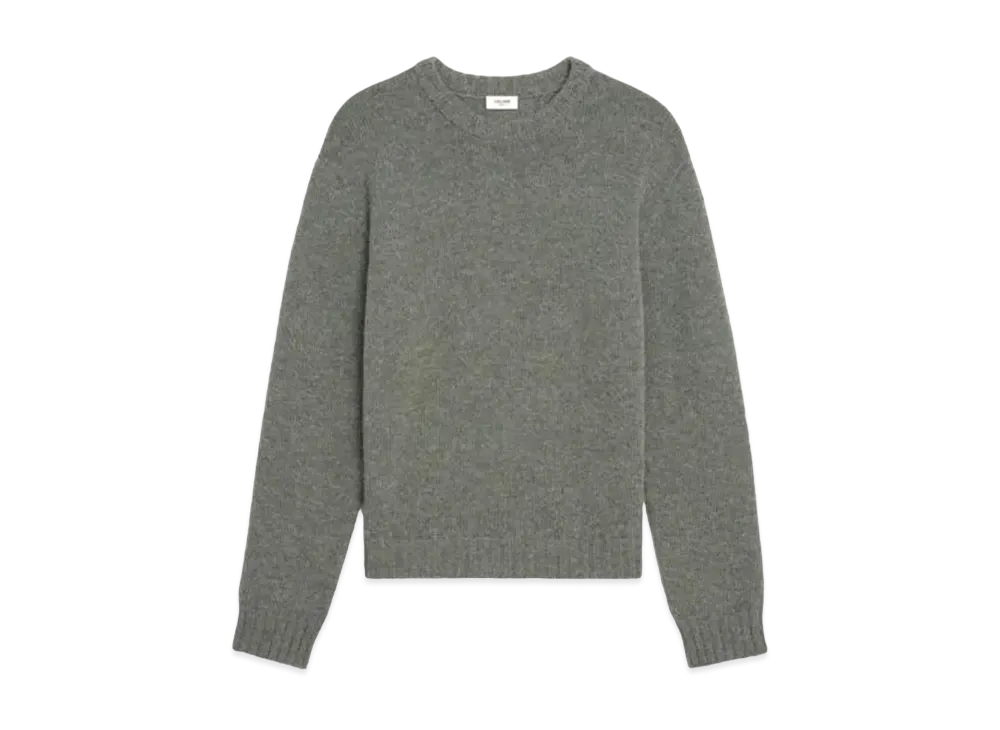 CELINE Iconic Crew Neck Sweater / Shetland "Gray/Green"