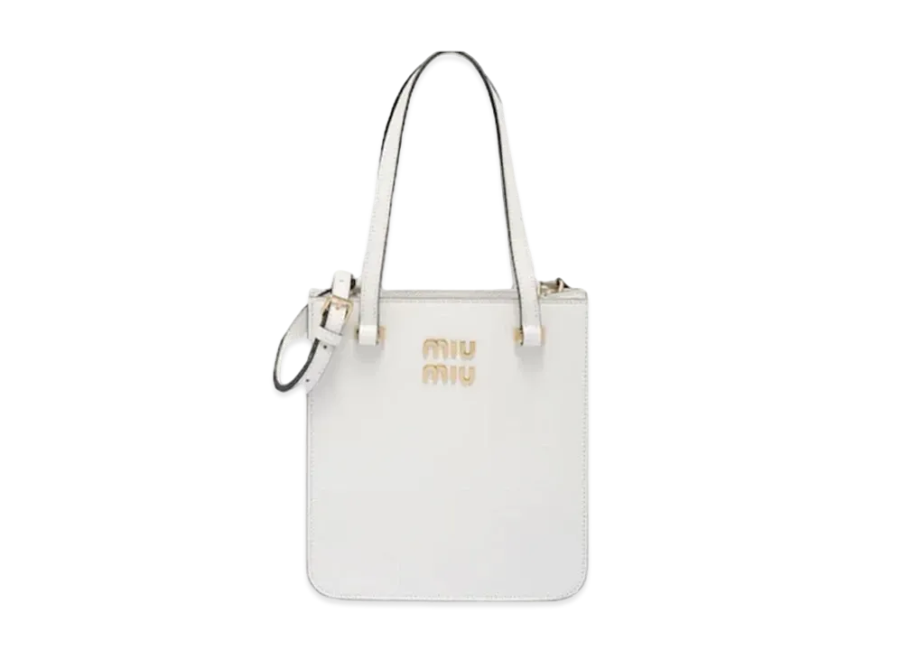 MIU MIU Madras Leather Handbag "White"