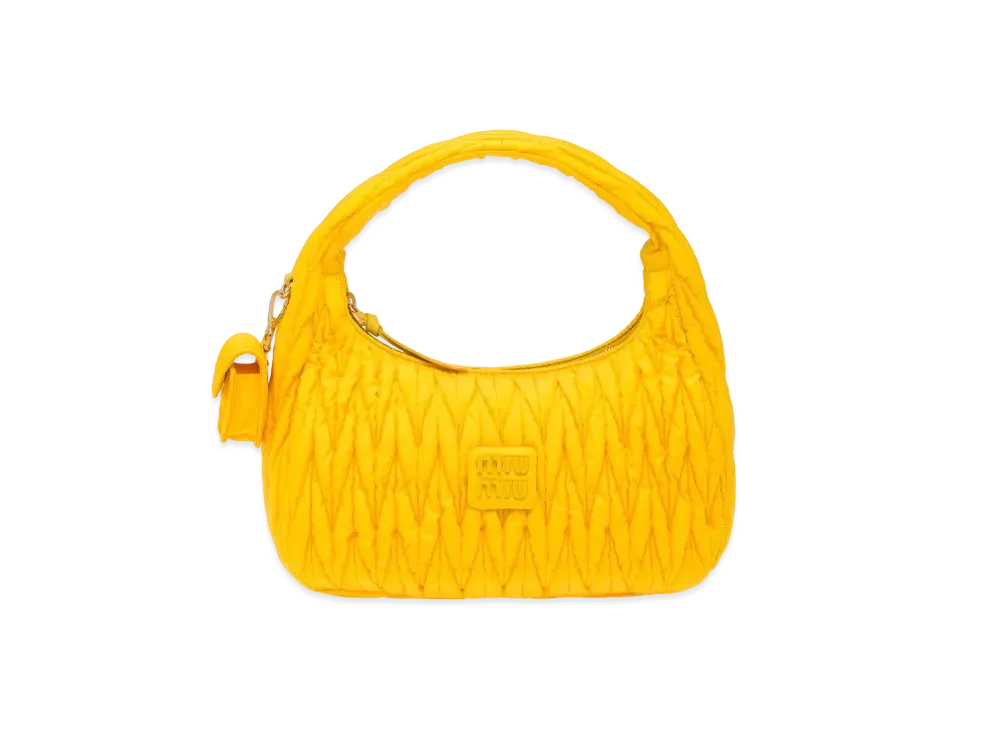 MIU MIU Miu Wander Matelasse Regenerated Nylon Hobo Bag "Yellow"