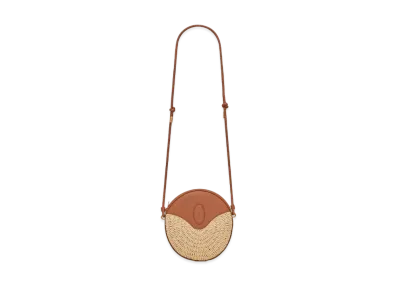 Saint Laurent Monogram Round Camera Bag In Raffia Crochet And Smooth Leather "Beige Naturel"
