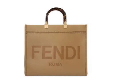 FENDI Sunshine Medium Leather Shopper Bag "Beige"