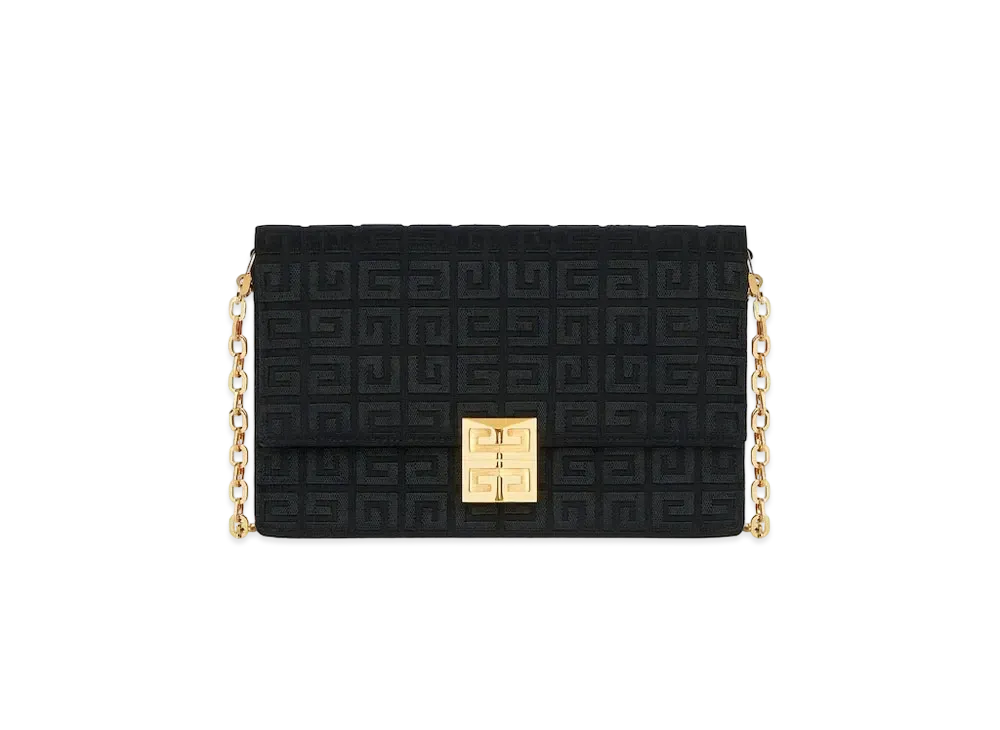 GIVENCHY 4G Medium Bag In 4G Embroidered Canvas With Chain "Black"