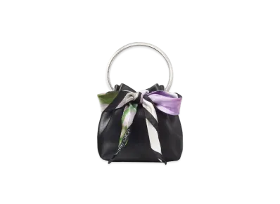 JIMMY CHOO BON BON Soft Shiny Carflazer Mini Bag With Multi-Color Scarf "Black"