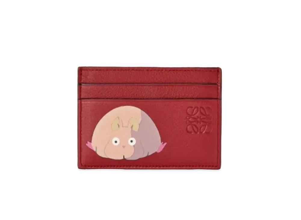 LOEWE x Spirited Away Bo Mouse Plain Cardholder In Classic Calfskin "Rouge"