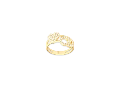 Dior Clair D Lune Ring Gold-Finish Metal with a White Resin Pearl "Gold"