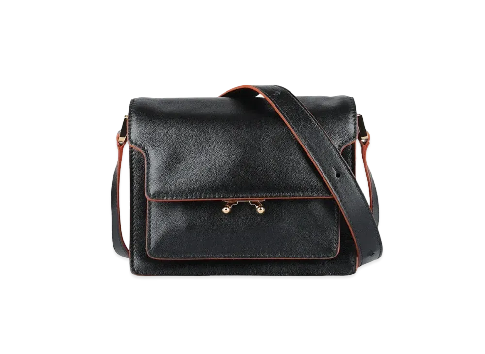 Marni Trunk Soft Bag Mini In Black Tumbled Calf "Black"