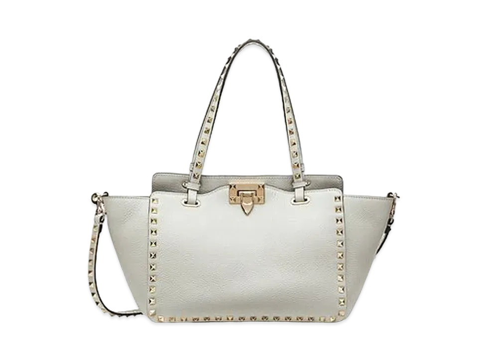 Valentino Small Rockstud Grainy Calfskin Bag "Opal Grey"