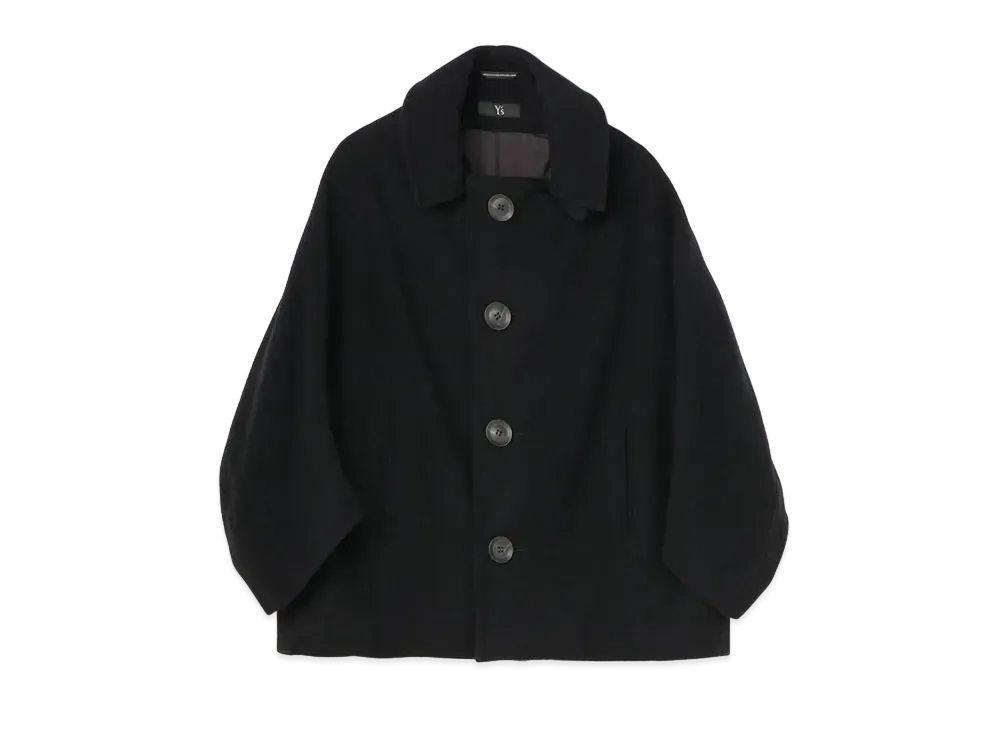Yohji Yamamoto Y's WOOL AIRY MOSSER MIDDLE COAT "Black"