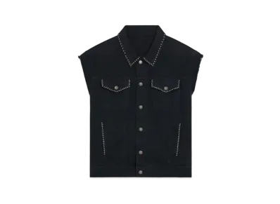 CELINE Denim Trucker Jacket With Artist Embroidery "Fade Black"