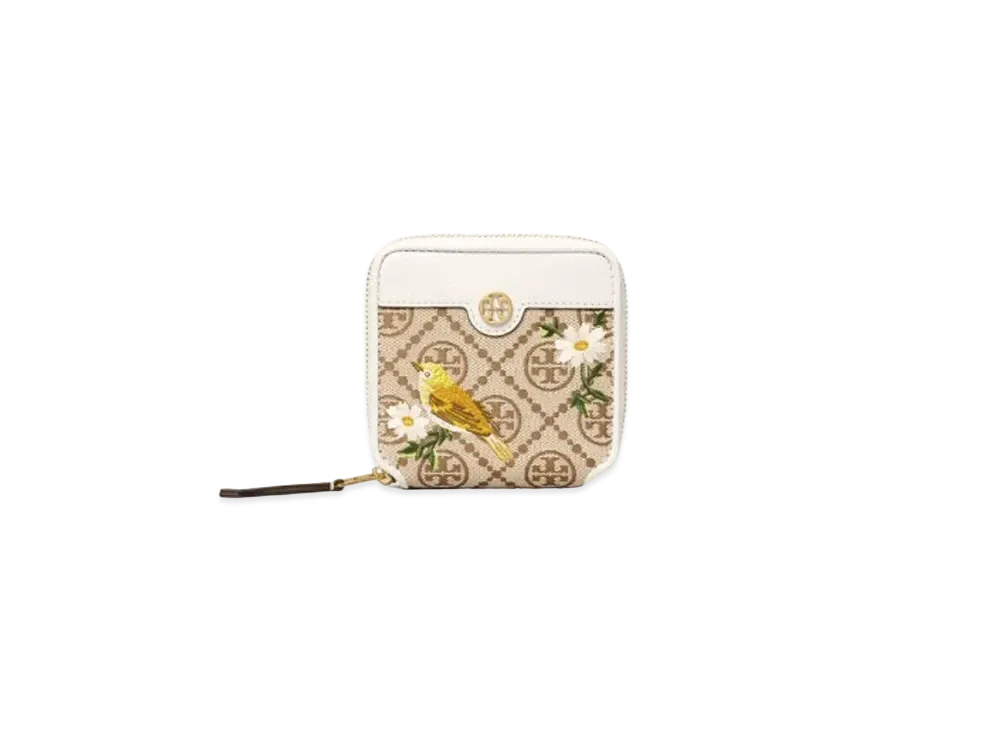 Tory Burch T Monogram Jacquard Embroidered Bi-Fold Wallet "Hazel/Gardenia"