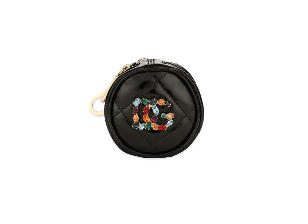 Dolce&Gabbana Coin Case Enamel DG Rhinestone Logo "Black"