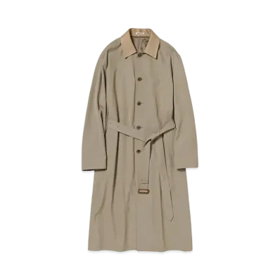 AURALEE Light Wool Max Gabardine Chambray Soutein Collar Coat "Khaki Beige Chambray"