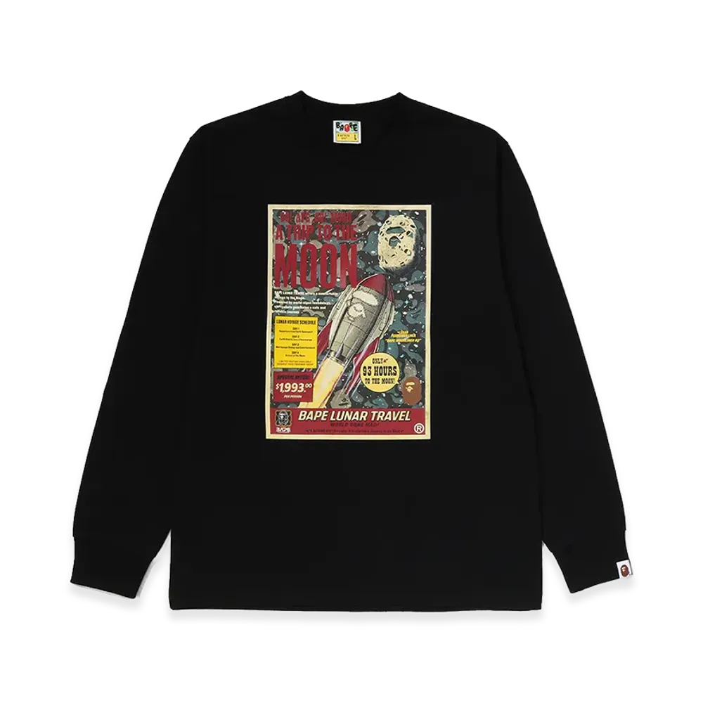 A BATHING APE Bape Lunar Travel Poster Ls Tee "Black"