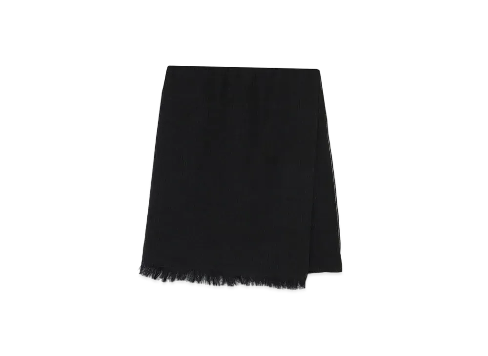 Yohji Yamamoto Pour Homme SILK WOOL PIECE DYE PLAIN STRIPE STOLE "Black"